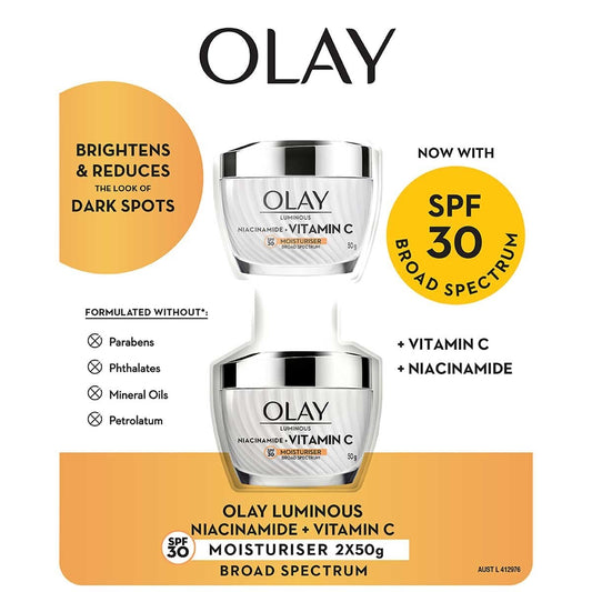 Olay Luminous Niacinamide And Vitamin C Moisturiser SPF30 50g Brightening Dark Spots & Uneven Skin Tone – view 2