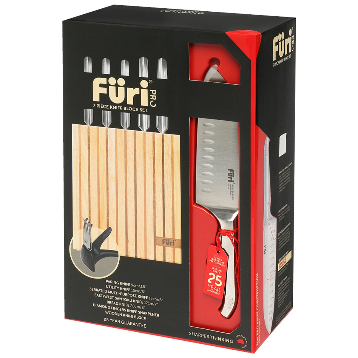 Furi Pro Wooden Knife Block Set 7 Piece