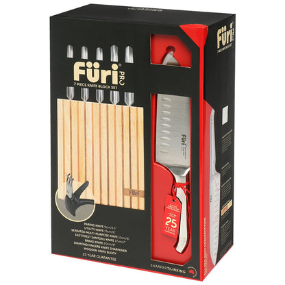Furi Pro Wooden Knife Block Set 7 Piece