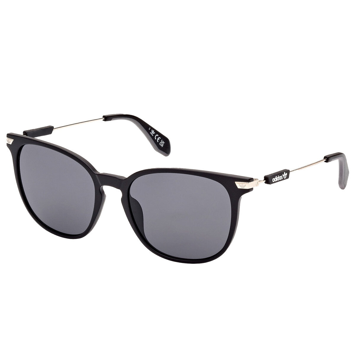 Adidas OR0074 Men's Round Sunglasses - Matte Black with Smoke Lenses