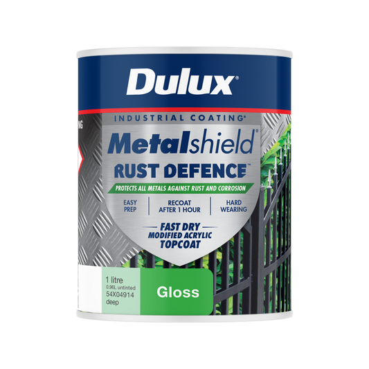 Dulux Metalshield Rust Defence - 1L Deep Base Gloss - Fast-Drying Protection - Auzzistore