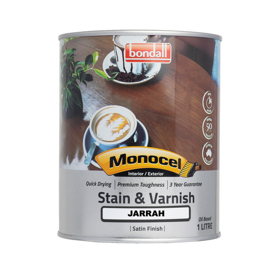 Bondall Monocel Stain And Varnish 1L Jarrah Polyurethane UV Resistant - Auzzistore