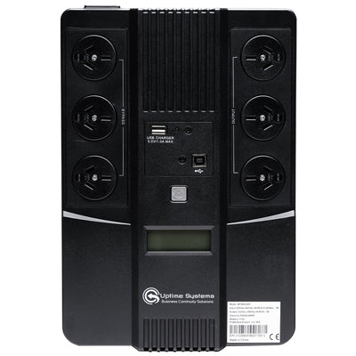Uptime BT800-AVR LCD 800VA 480W Line-Interactive UPS Powerboard Black