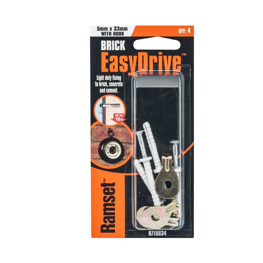 Ramset Easydrive Anchor - 5 x 33mm - Nylon - Removable - 4 Pack - Auzzistore