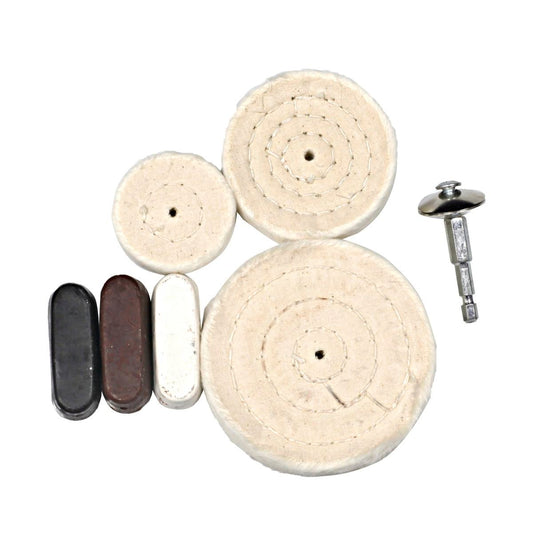 Craftright Buffing Kit - 7 Piece - Cotton Felt Pads - Polishing Tool - Auzzistore