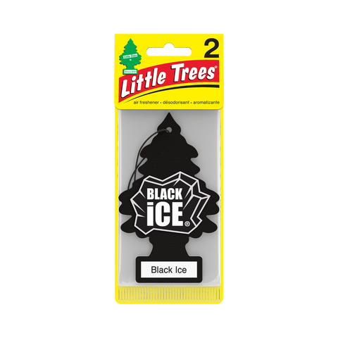 Little Trees Black Ice Hanging Tree Air Freshener 2 Pack - 78mm x 190mm - Long-Lasting Fragrance - Auzzistore