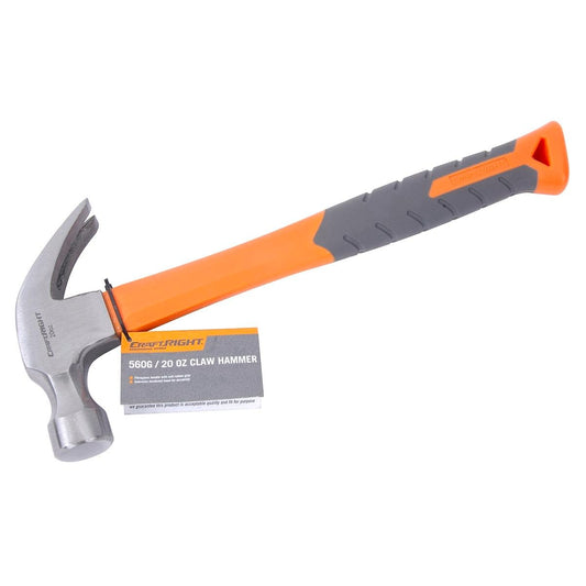 Craftright 20oz Claw Hammer - 560g Fibreglass Handle - Durable Tool - Auzzistore