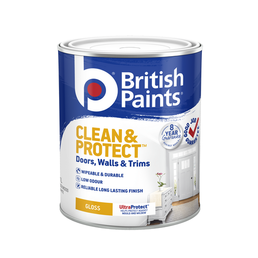 British Paints White Gloss Interior Paint 1L - Wipeable - Low Odour - Auzzistore