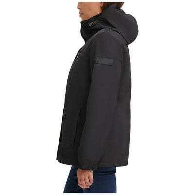 Calvin Klein Women's 3 In 1 Jacket Black - Water-Resistant, Detachable Hood, Versatile Coat