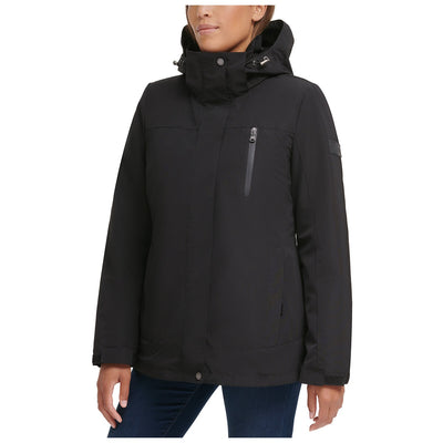 Calvin Klein Women's 3 In 1 Jacket Black Small - Water-Resistant, Detachable Hood & Versatile Styling