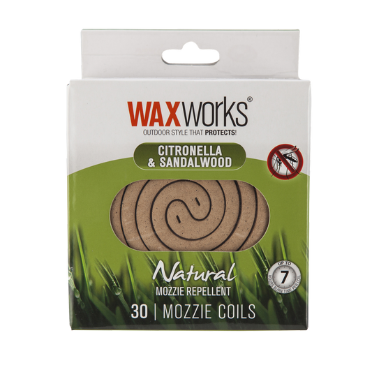 Waxworks Citronella Sandalwood Mosquito Repellent Coil 30 Pack - 7 Hour Burn - Auzzistore