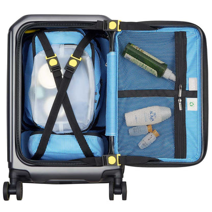 Delsey Hybrid Hardside Carry On Anthracite, 100% Polycarbonate, Top Lid Opening, Dual Spinner Wheels, Expander, TSA Lock, Deluxe Interior