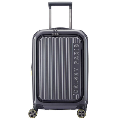 Delsey Hybrid Hardside Carry On Anthracite, 100% Polycarbonate, Top Lid Opening, Dual Spinner Wheels, Expander, TSA Lock, Deluxe Interior