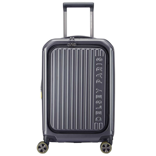 Delsey Hybrid Hardside Carry On Anthracite, 100% Polycarbonate, Top Lid Opening, Dual Spinner Wheels, Expander, TSA Lock, Deluxe Interior