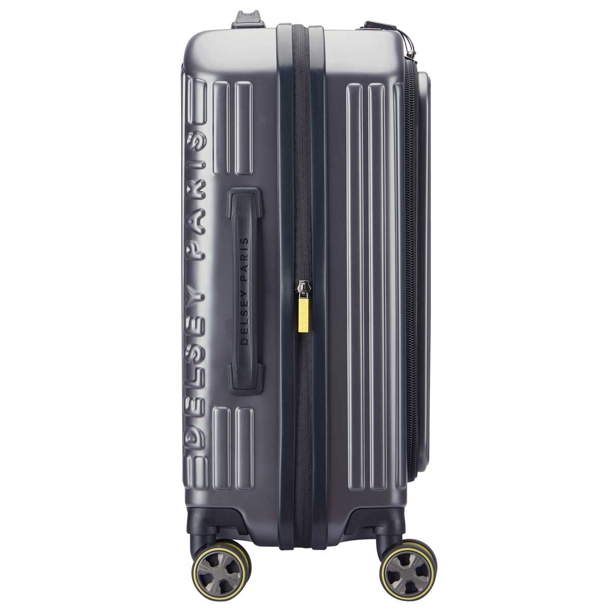 Delsey Hybrid Hardside Carry On Anthracite, 100% Polycarbonate, Top Lid Opening, Dual Spinner Wheels, Expander, TSA Lock, Deluxe Interior