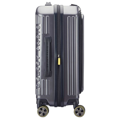 Delsey Hybrid Hardside Carry On Anthracite, 100% Polycarbonate, Top Lid Opening, Dual Spinner Wheels, Expander, TSA Lock, Deluxe Interior