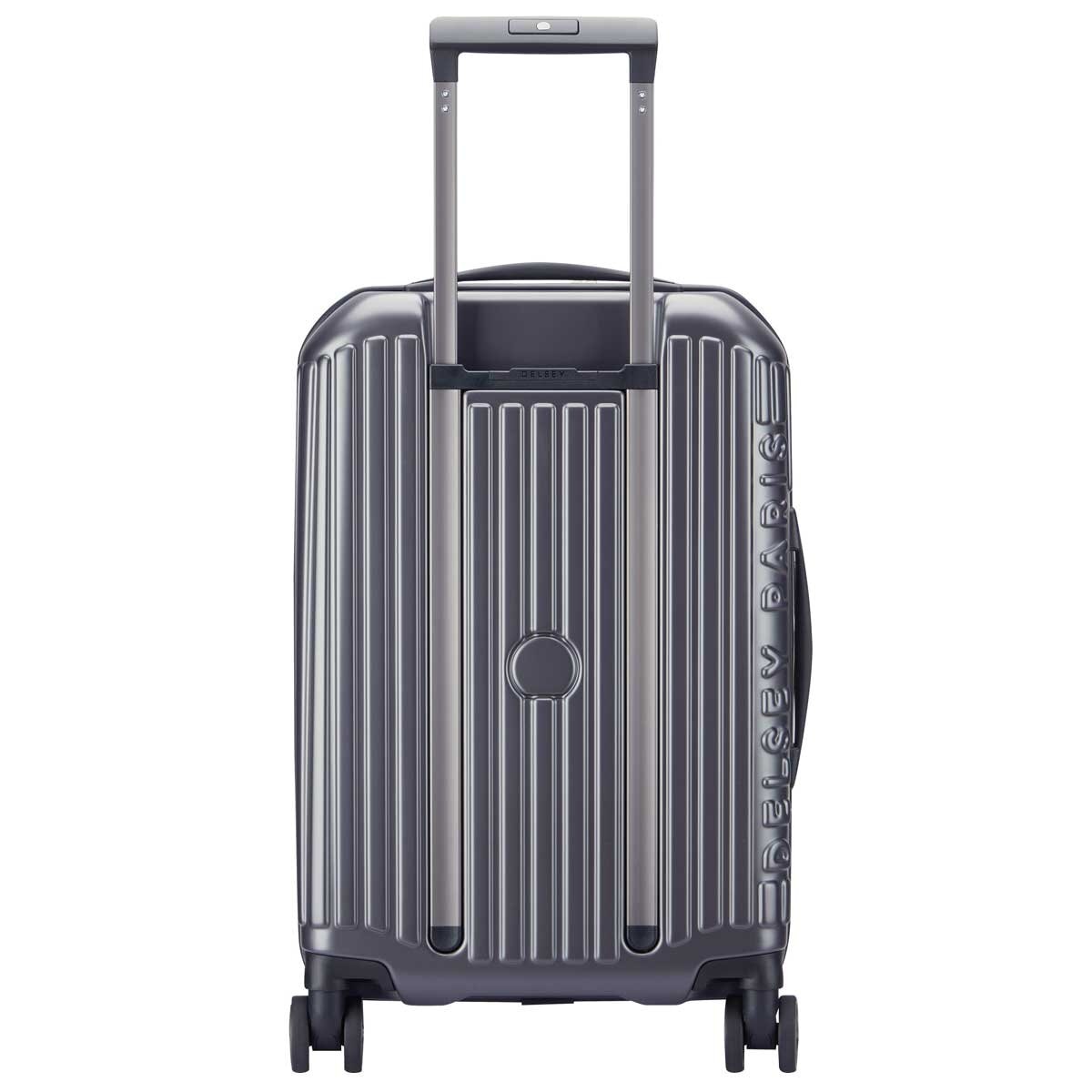 Delsey Hybrid Hardside Carry On Anthracite, 100% Polycarbonate, Top Lid Opening, Dual Spinner Wheels, Expander, TSA Lock, Deluxe Interior