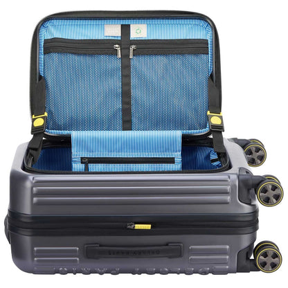 Delsey Hybrid Hardside Carry On Anthracite, 100% Polycarbonate, Top Lid Opening, Dual Spinner Wheels, Expander, TSA Lock, Deluxe Interior