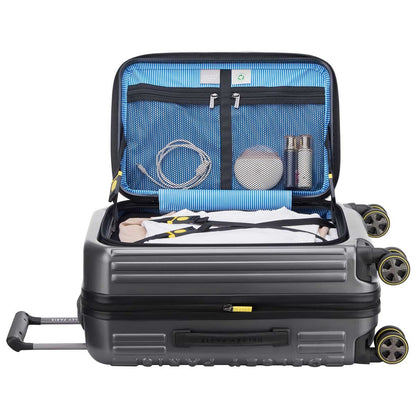 Delsey Hybrid Hardside Carry On Anthracite, 100% Polycarbonate, Top Lid Opening, Dual Spinner Wheels, Expander, TSA Lock, Deluxe Interior