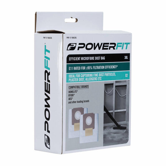 Powerfit 30L E11 Dust Bag 2 Pack - Micro-Fibre - Efficient Filtration