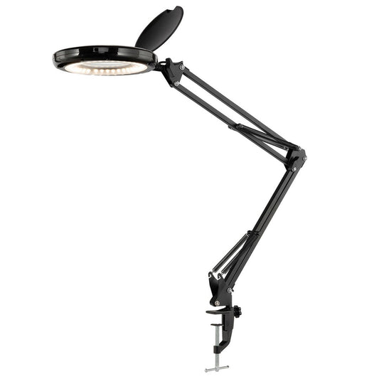 Brilliant 78cm Black Spy Magnifying LED Clamp Lamp - 1.5x Magnification, 500 Lumen