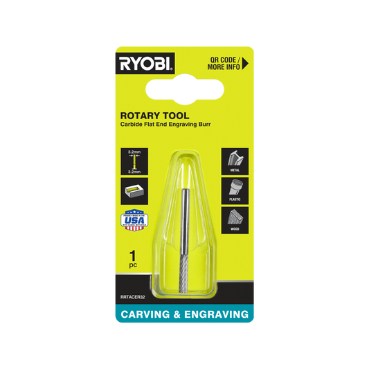 Ryobi Rotary Rectangle Carbide Burr - 3.2mm - Precision Engraving Tool - Auzzistore