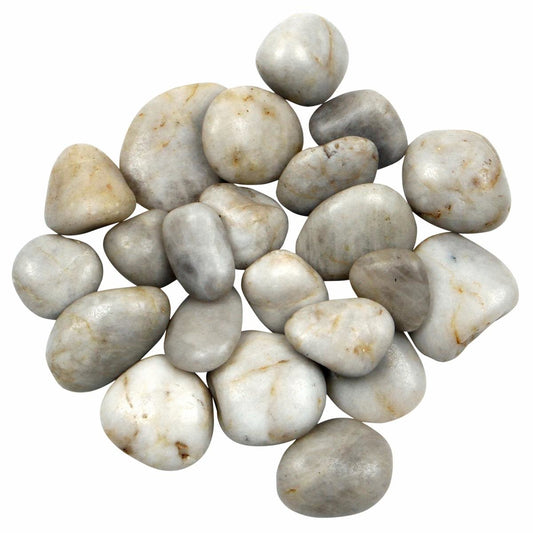 Tuscan Path Polished Quartz Pebbles 1.5kg 30-50mm Decorative Stones - Auzzistore