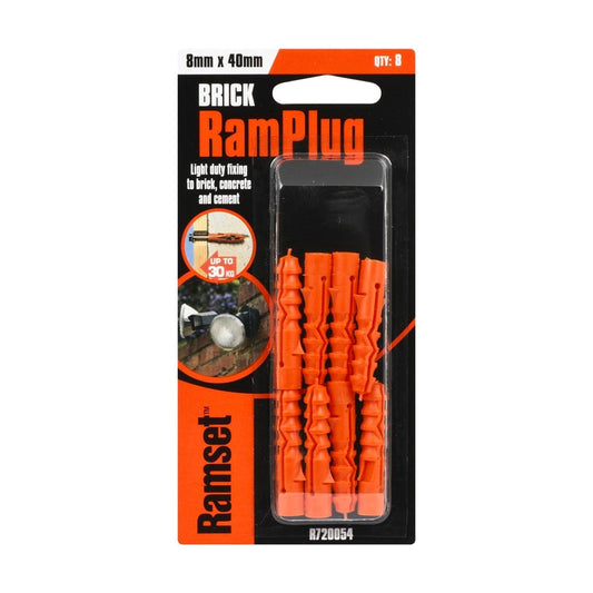 Ramset Nylon Ramplug Anchor 8 Pack 8 x 40mm Light Duty Benefit - Auzzistore