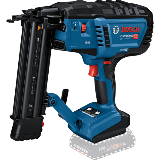 Bosch 18V Professional Wood Nailer Skin Only - Cordless - Low Recoil - 96mm x 276mm x 337mm - Auzzistore