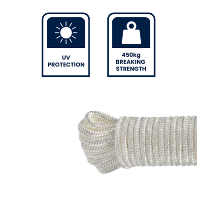 Grunt 5mm Starter Cord - White Nylon - Durable - UV Protected