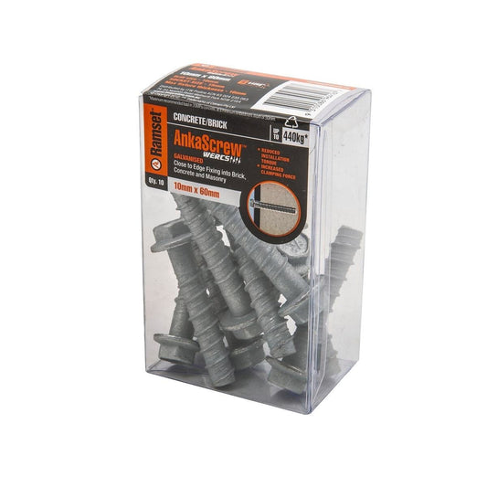 Ramset Ankascrew 10 x 60mm Galvanised Masonry Anchor 10 Pack - Auzzistore