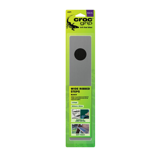 Croc Grip Rubber Steps - 300mm x 65mm - Black - Durable Grip - Auzzistore