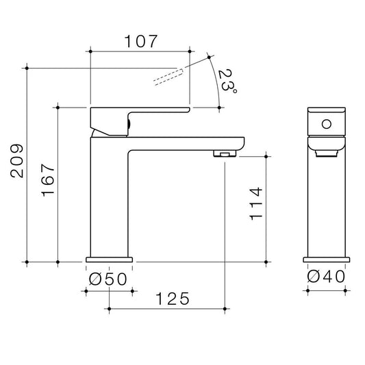 Caroma Luna Basin Mixer - Lead Free Brass - Brushed Nickel - 50mm x 167mm – view 2