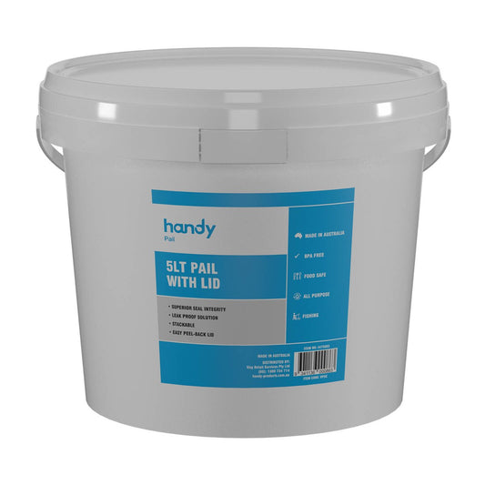 Handy 5L Pail Bucket - Plastic - Leak Proof - Food Grade - Durable - Auzzistore