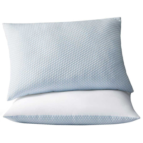 Hotel Grand Reversible Cooling Pillow 2 Pack - Cool to the Touch Fabric, Reversible for Summer & Winter, Medium Firm Density, DuraLOFT Filling - Auzzistore