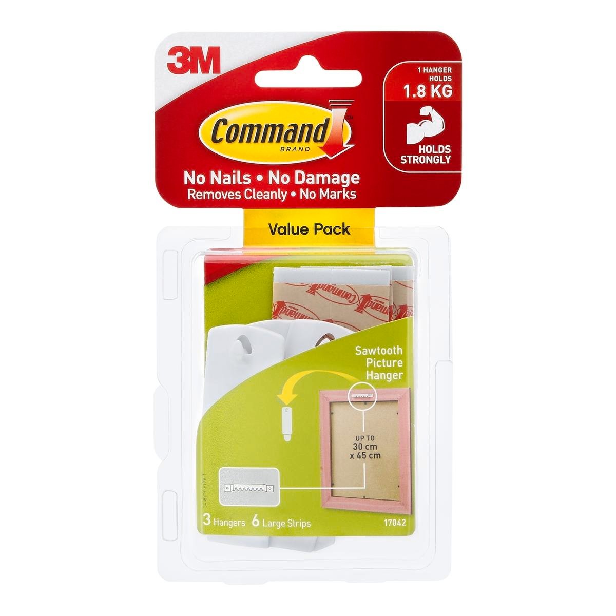 Command White Adhesive Sawtooth Picture Hanger 3 Pack - Plastic - Dama ...