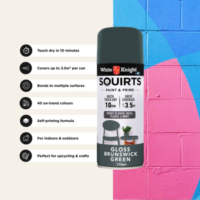 White Knight Squirts Brunswick Green Gloss Spray Paint 310g Durable Finish