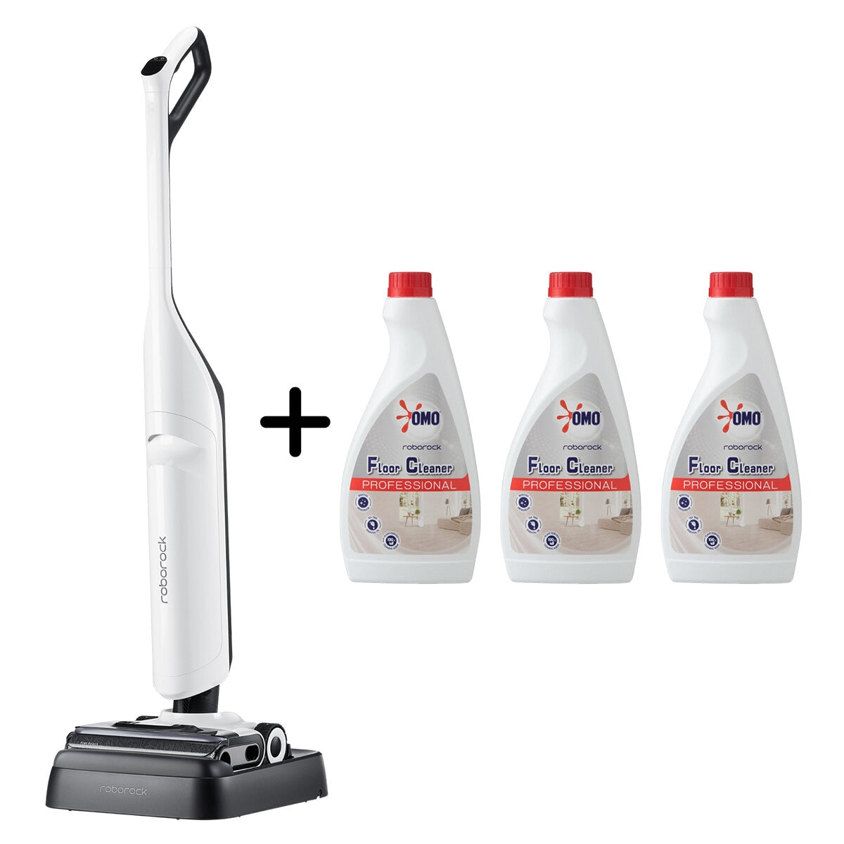 Roborock Flexi Pro Wet And Dry Vacuum RR-WD3D1A02-09 -WHT With 3 x OMO Cleaner