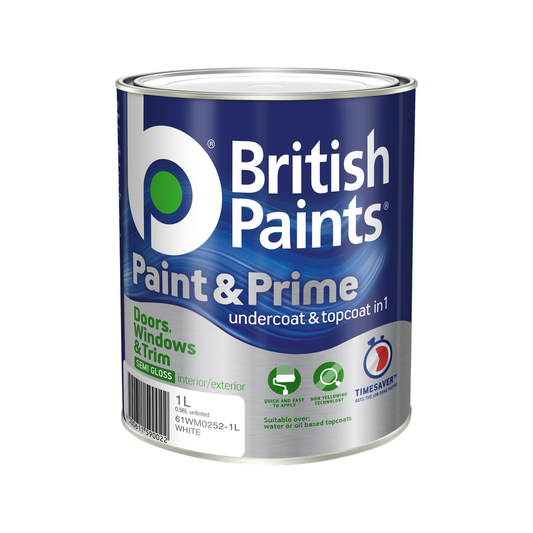 British Paints Paint & Prime - 1L - Semi Gloss - All-in-One - Auzzistore