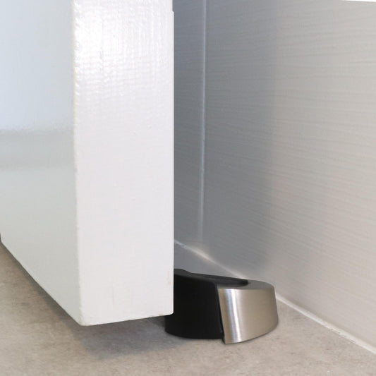 Adoored 45mm Satin Chrome Short Half Rubber Door Stop - Stylish Design - Wall Protection - Easy Installation