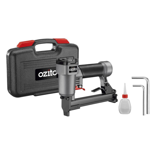 Ozito 80 Series Renovator Air Tool Stapler Kit - 200 Staples - 308mm x 215mm - Grey - Lightweight Design - Lock-off Trigger - Auzzistore