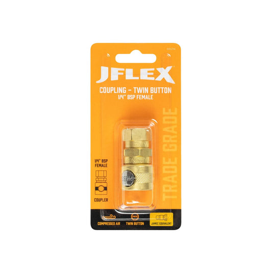 Jflex 1/4" BSP Female Jamec Twin Button Coupling - Durable Brass - Quick Connect – view 2 - Auzzistore