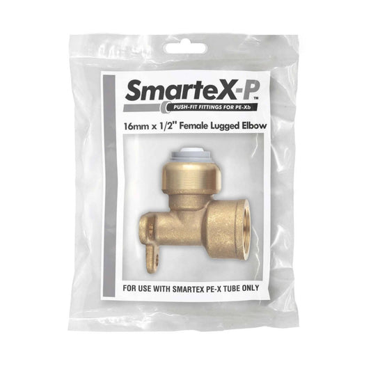 Smartex Pex Female Lugged Elbow - 16 x 15mm - Lead Free Brass - Push-Fit – view 2 - Auzzistore