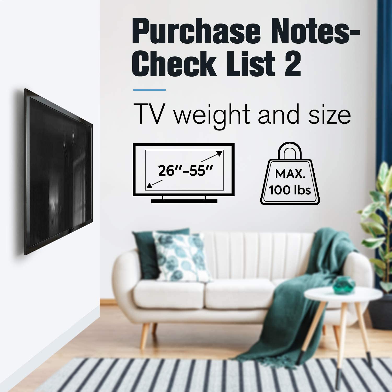 26-55 Inch Fixed TV Wall Mount Bracket TV Bracket Wall Mount up to 50KG | Auzzi Store
