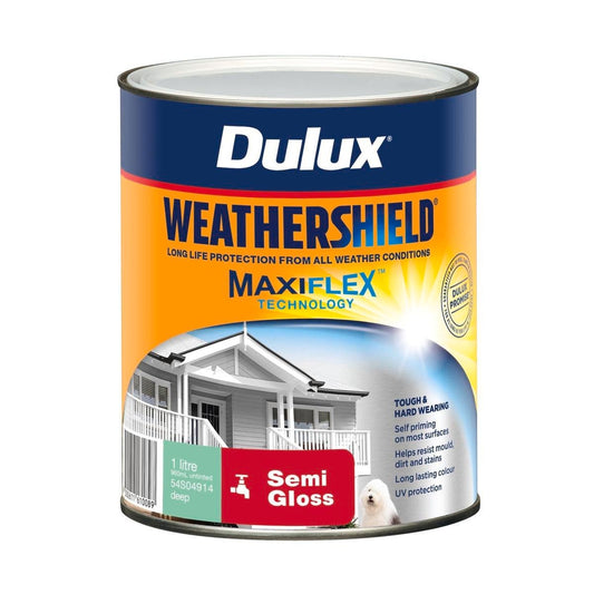 Dulux Weathershield Semi Gloss Deep Exterior Paint 1L - 110mm x 137mm - Auzzistore