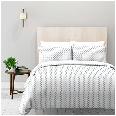 Natural Earth 300 Thread Count Organic Cotton Sheet King Set 4 Piece Stylised Leaves