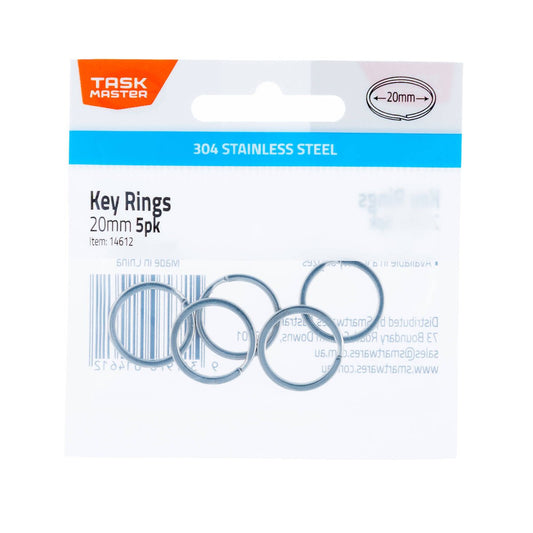 Taskmaster Stainless Steel Key Ring 20mm 5 Pack