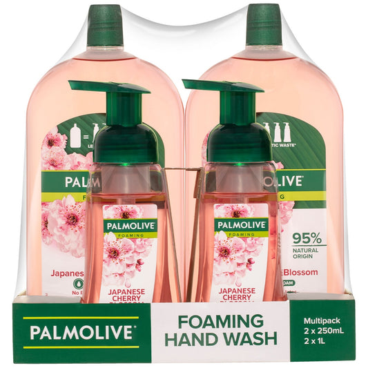 Palmolive Foaming Hand Wash 2 x 250ml Pump + 2 x 1L Refill, Japanese Cherry Blossom