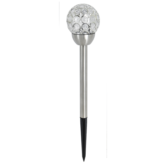 Click Crystal Solar LED Pathway Light - 80mm - Stainless Steel - Outdoor Use