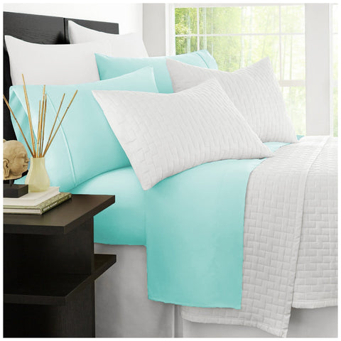 Ramesses 2000 Thread Count Bamboo Single Sheet Set Aqua - Auzzistore